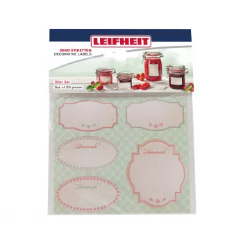 LEIFHEIT Jar Decorating Sticker Set Pastel – 24 pašlīmējošas etiķetes konservēšanas burkām, ievārījumiem, garšvielām un dāvanām