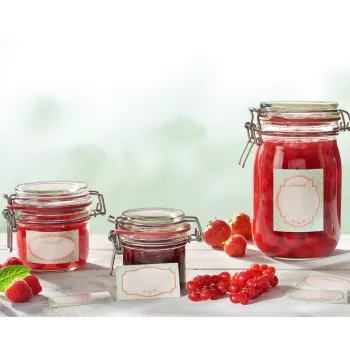 LEIFHEIT Jar Decorating Sticker Set Pastel – 24 pašlīmējošas etiķetes konservēšanas burkām, ievārījumiem, garšvielām un dāvanām