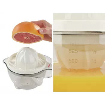 LEIFHEIT Citrus Juicer manuālā citrusaugļu spiede 0,5L ar 2 konusiem, sietu, mērskalu, neslīdošu pamatni, mazgājama trauku mašīnā