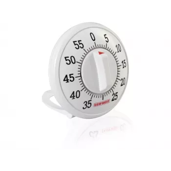 LEIFHEIT ComfortLine mehāniskais virtuves taimeris, 60 minūšu uzvelkams, magnētisks, balts/pelēks