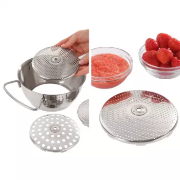 LEIFHEIT ComfortLine Flotte Lotte pārtikas dzirnaviņas 20 cm, nerūsējošais tērauds, 3 sieti, manuālas, sudraba/melna