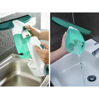 LEIFHEIT Dry&Clean elektriskais logu tīrītājs ar 43 cm Click System rokturi, balts/tirkīza