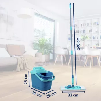 Leifheit Clean Twist M Ergo grīdas tīrīšanas komplekts ar Micro Duo mopa uzgali, 33 cm, zaļš/balts