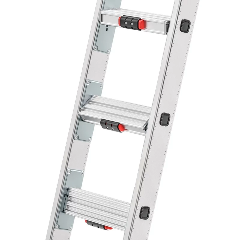 Hailo Master S120 Pro alumīnija drošības pakāpienu kāpnes, 3 pakāpieni, 150 kg slodze, salokāmas, ar daudzfunkciju paplāti