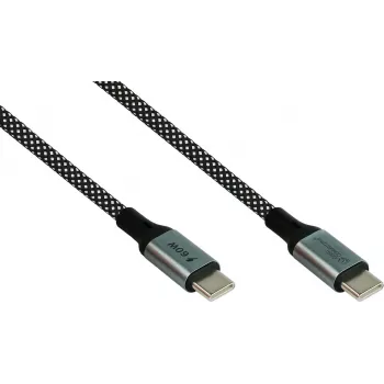 GoodConnections magnētiskais USB 2.0 savītais kabelis 60W USB-C uz USB-C, melns/balts, 1m 2060-MT010SW