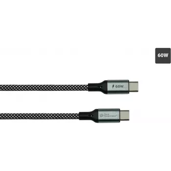 GoodConnections magnētiskais USB 2.0 savītais kabelis 60W USB-C uz USB-C, melns/balts, 1m 2060-MT010SW