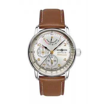 Zeppelin Mediterranee 96901 Automātiskais vīriešu pulkstenis 42mm ar zilu ciparnīcu un ādas siksniņu