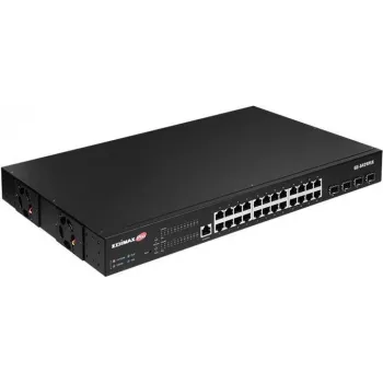 Edimax Pro GS-5424PLX 24 portu Gigabit PoE+ viedais komutators ar 4x 10G SFP+ augšupielādes portiem, 400W budžetu, L2+ pārvaldību, montāžai rack skapī