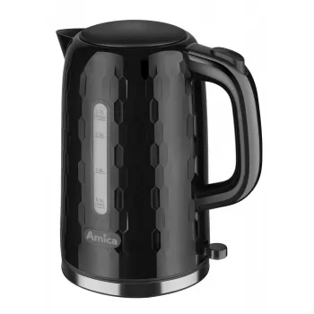 AMICA Tējkanna KM3010 1,7L melna – 2200W nerūsējošā tērauda bezvada tējkanna ar slēptu sildelementu, 360° pamatni, automātisko izslēgšanu un aizsardzību pret vārīšanos bez ūdens