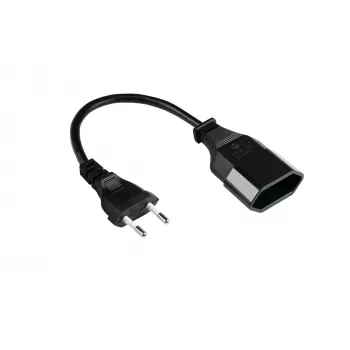 Kabelmeister Euro pagarinātāja kabelis CEE 7/16 kontaktdakša uz ligzdu, 0,2 m, melns, 0,75 mm², H03VVH2-F