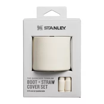STANLEY The Quencher Boot + Straw Topper komplekts, aizsargājoši silikona aksesuāri 1,18L termokrūzei, gaiši krēmkrāsā