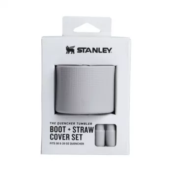 STANLEY 2 gab. aizsarguzliku un salmiņu vāciņu komplekts termokrūzēm 0,89L/0,59L The Quencher Boot + Straw Topper, gaiši pelēks