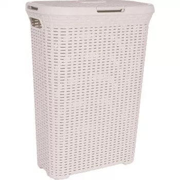 CURVER Style 40L veļas grozs ar rotangpalmas efektu, krēmkrāsā, 44.8 x 26.5 x 61.5 cm