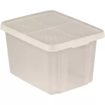 CURVER Essentials 26L caurspīdīga uzglabāšanas kaste ar vāku, kraujama un ligzdojama, 44x34x27 cm