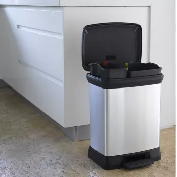 CURVER Metallic Pedal Bin Deco Bin Duo 10+18L sudraba krāsā