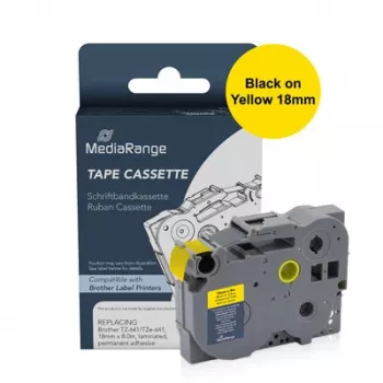 MediaRange saderīga ar Brother TZe-FX641 elastīgā ID marķēšanas lentes kasetne 18mm dzeltena (8m)