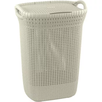Curver Knit 57L veļas grozs ar vāku, balts