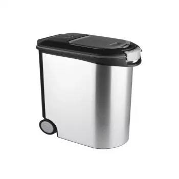 CURVER Pet Life barības uzglabāšanas konteiners ar riteņiem, 12kg, 35L, 49.3x27.8x40.3 cm, sudraba krāsā