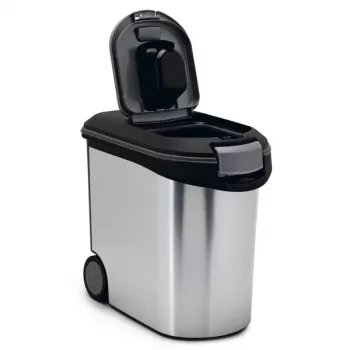 CURVER Pet Life barības uzglabāšanas konteiners ar riteņiem, 12kg, 35L, 49.3x27.8x40.3 cm, sudraba krāsā