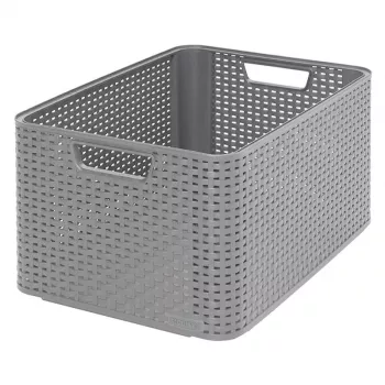 CURVER Style L uzglabāšanas kaste 43,6 x 32,6 x 23 cm gaiši pelēka ar pīto rotangas efektu 33L