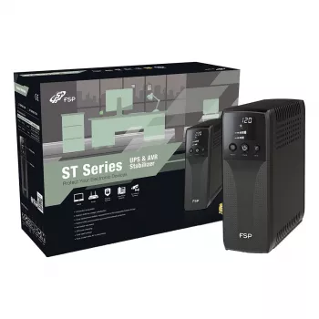 FSP ST 1500 Tower Line-Interactive UPS 1500VA 900W ar 8x IEC C13 kontaktligzdām, USB un RS-232, RJ45 aizsardzību pret pārspriegumu