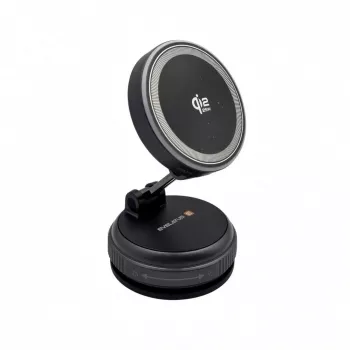 Evelatus Qi2 25W magnētiskais bezvadu auto lādētājs ar AutoSpring spirālveida USB-C kabeli 1,2m melns