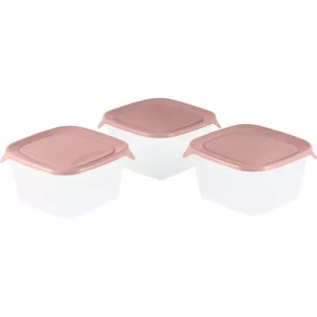 CURVER Fresh&Go kvadrātveida pārtikas konteineru komplekts 3x1,2L rozā