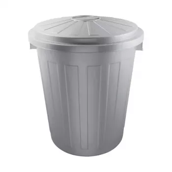 KEEEPER Mats 50L Maxi atkritumu tvertne, sudraba, ar push flap vāku, pulverkrāsots tērauds, Ø50x55cm