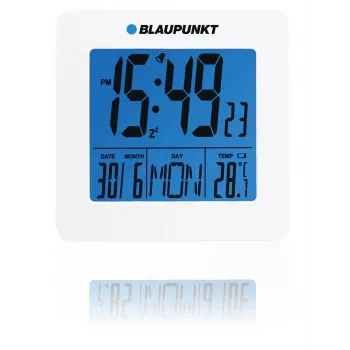 Blaupunkt CL02WH baltais LED modinātājs ar FM radio, diviem modinātājiem, USB uzlādi, temperatūras rādījumu