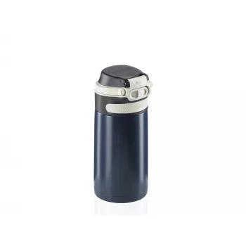LEIFHEIT Thermos Flip 350 ml tumšzils vakuumā izolēts nerūsējošā tērauda ceļojumu krūze