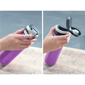 LEIFHEIT Thermos Flip 600 ml purpura vakuumā izolēta nerūsējošā tērauda pudele
