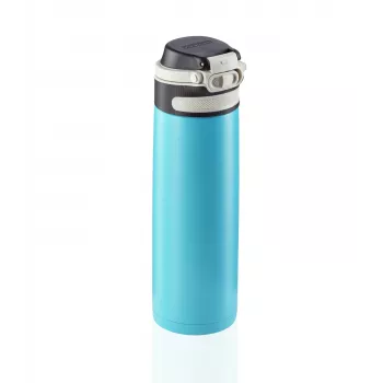 LEIFHEIT Thermos Flip 600ml gaiši zila vakuuma termoss no nerūsējošā tērauda