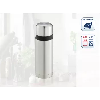 LEIFHEIT Thermos Coco 0,75L vakuuma termoss, nerūsējošais tērauds ar stikla iekšpusi, sudraba
