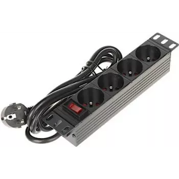 DELTA PD-4/R10 pagarinātājs ar 4 ligzdām un 10m kabeli, melns