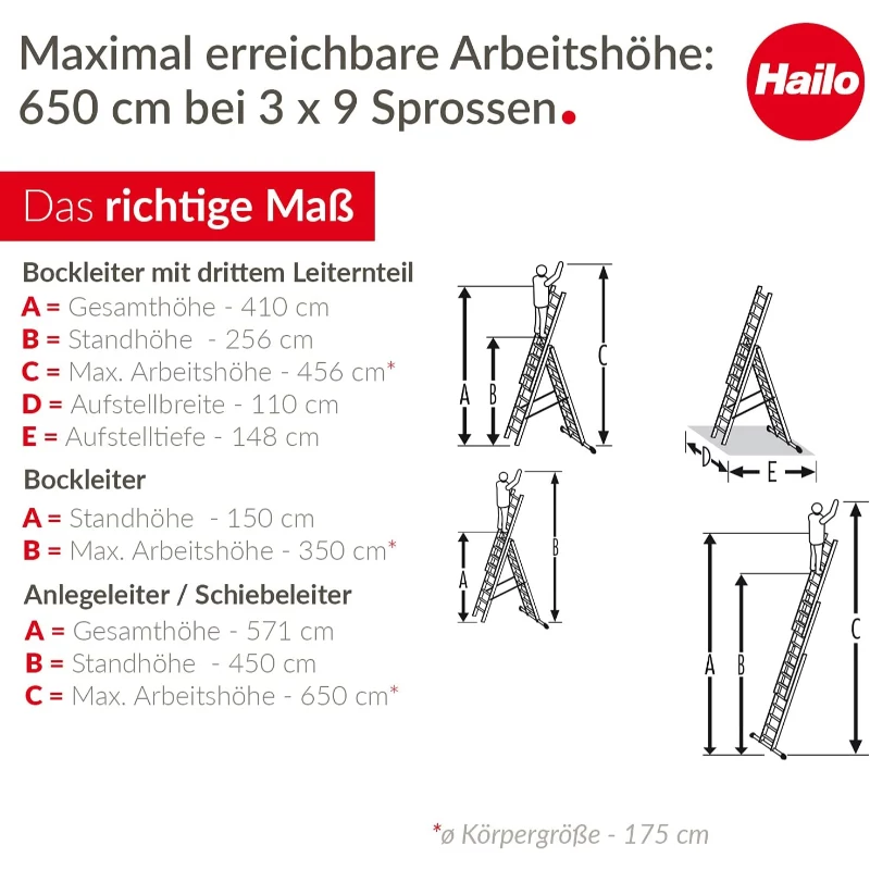 HAILO ProfiStep Combi alumīnija kāpnes 3x9 pakāpieni