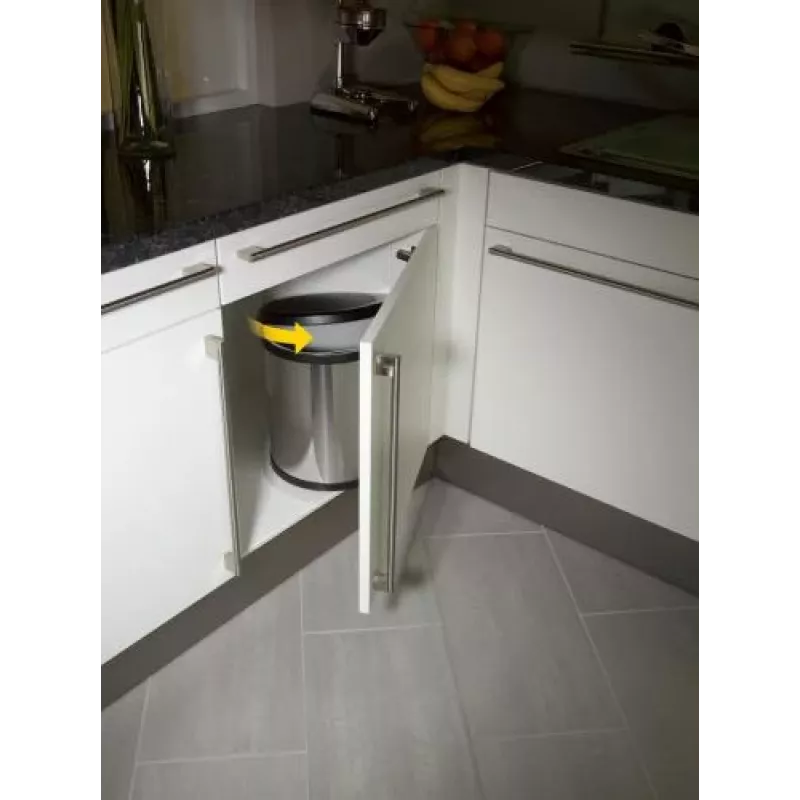 HAILO Compact-Box M 15L nerūsējošā tērauda atkritumu tvertne ar pedāļa vāku un lēnas aizvēršanās mehānismu