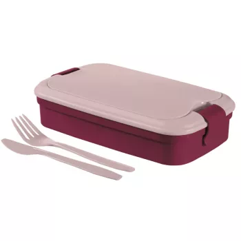 CURVER Lunch&Go taisnstūra pārtikas bļoda ar galda piederumiem 1,4L purpura
