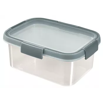 CURVER Smart Eco Fresh taisnstūra pārtikas uzglabāšanas trauks 1,2L, caurspīdīgs ar zaļu vāku, 100% pārstrādāta plastmasa