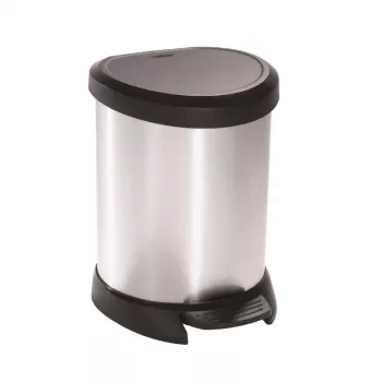 CURVER Deco Bin pedāļa atkritumu spainis 5L sudraba