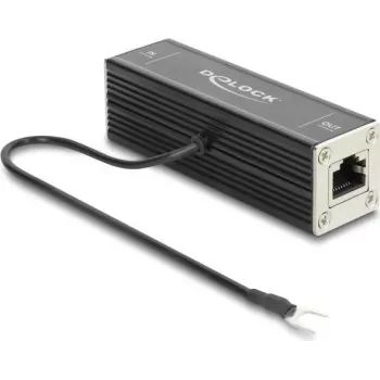 Delock RJ45 tīkla pārsprieguma aizsargs Cat.6A, PoE++ saderīgs, 10 Gbps, ekranēts, melns