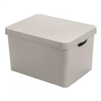 Curver Deco Stockholm L uzglabāšanas kaste ar vāku 39,5x29,5x23,5 cm Dots melna/balta