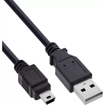 InLine USB 2.0 Mini kabelis, USB-A male uz Mini-B male, melns, 5 m