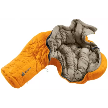 DEUTER Astro Pro 600 -12°C/10°F Magma-Titanium guļammaiss ar pūku pildījumu un kreiso rāvējslēdzēju