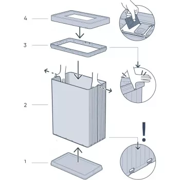 CURVER Verto Recycle taisnstūra metālisks atkritumu tvertne 54L pērļu rozā