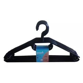 KEEEPER Arvid plastmasas drēbju pakaramie, 10 gab. komplekts, 40 x 22 x 6,2 cm, melni