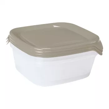 CURVER Fresh&Go 3 gab. kvadrātveida pārtikas trauku komplekts 0,8L bēšā krāsā