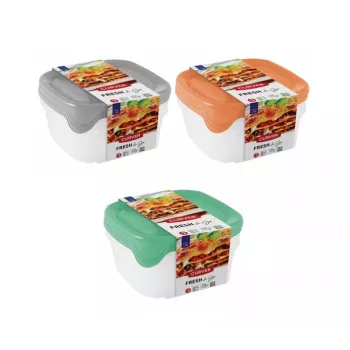Curver Fresh & Go pārtikas trauku komplekts, 3 gab., 0,8 L katrs, taisnstūra formas, hermētiski vāki, dažādās krāsās, bez BPA