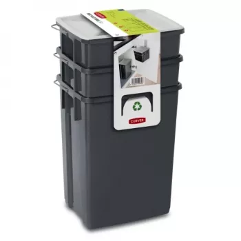 CURVER Biobox atkritumu tvertņu komplekts 2x10L + 6L pelēks