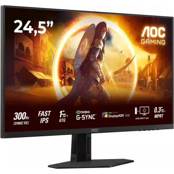 AOC 25G4SRE 24,5 collu Full HD IPS spēļu monitors, 180Hz, 0,5ms, DisplayHDR 400, FreeSync Premium, regulējams augstums