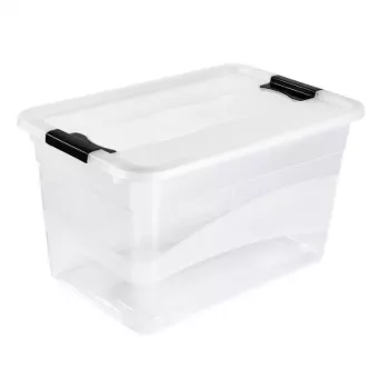 Uzglabāšanas kaste ar vāku keeeper Crystalbox Cornelia Box with Lid 52L, 59.5 x 39.5 x 34 cm, caurspīdīga